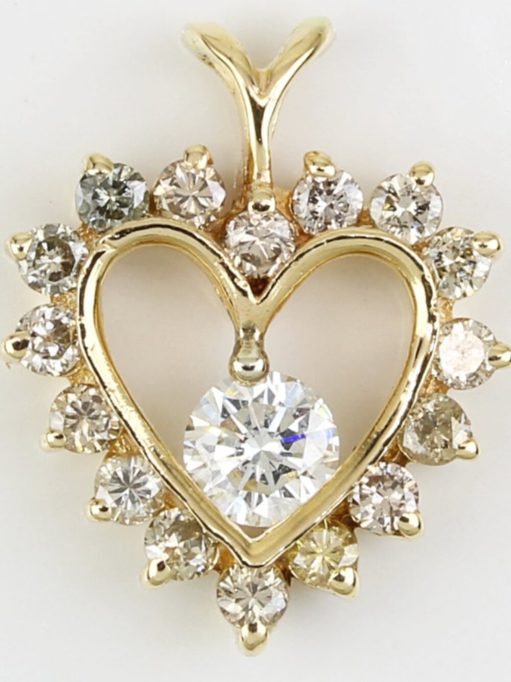 14K Yellow Gold Diamond Heart Pendant